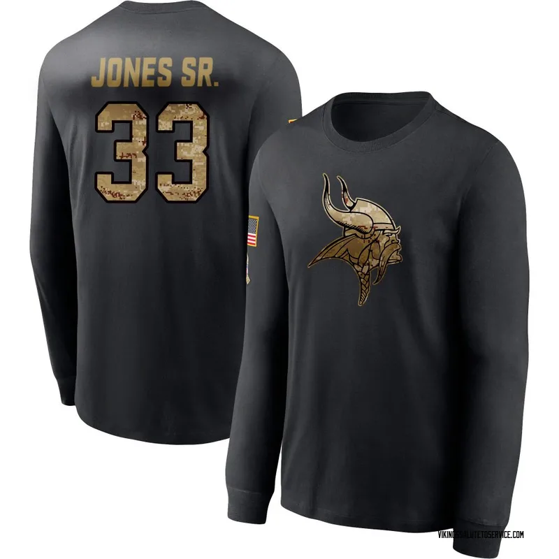 Men's Aaron Jones Sr. Minnesota Vikings Black 2020 Salute To Service Sideline Performance Long Sleeve T-Shirt