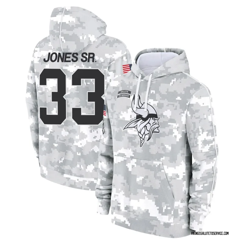 Men's Aaron Jones Sr. Minnesota Vikings Camo Arctic 2024 Salute to Service Club Fleece Pullover Hoodie