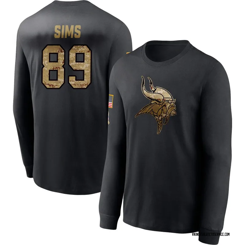 Men's Ben Sims Minnesota Vikings Black 2020 Salute To Service Sideline Performance Long Sleeve T-Shirt