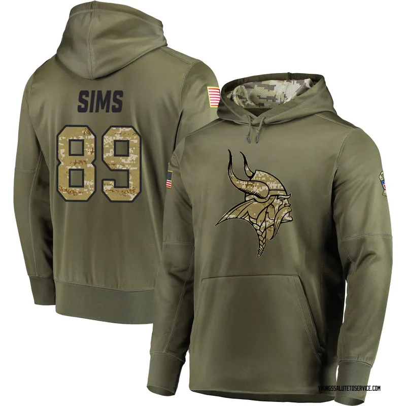 Men's Ben Sims Minnesota Vikings Olive Salute to Service Pullover Hoodie