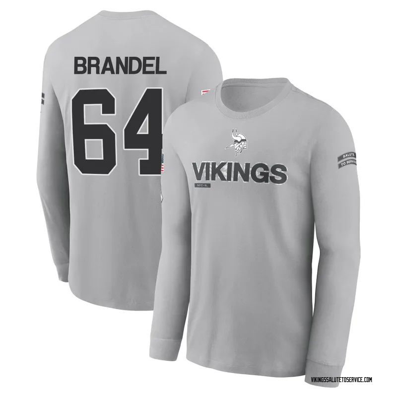 Men's Blake Brandel Minnesota Vikings Gray 2024 Salute to Service Long Sleeve T-Shirt