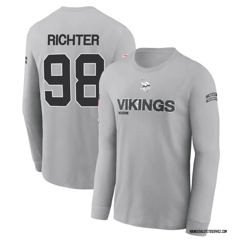 Men's Bo Richter Minnesota Vikings Gray 2024 Salute to Service Long Sleeve T-Shirt