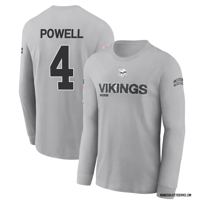 Men's Brandon Powell Minnesota Vikings Gray 2024 Salute to Service Long Sleeve T-Shirt
