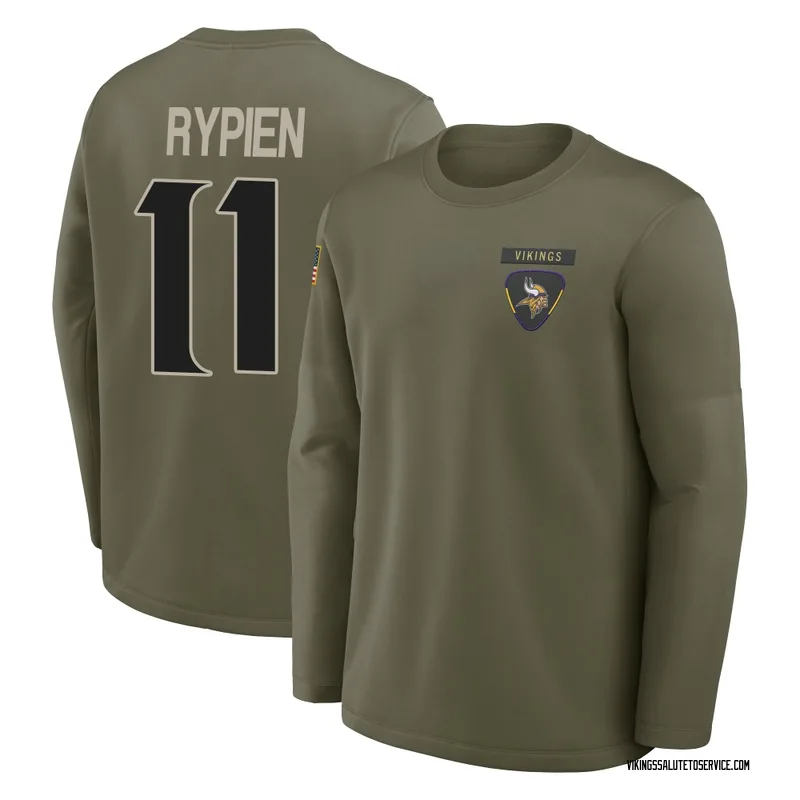 Men's Brett Rypien Minnesota Vikings Olive 2025 Salute to Service Sideline Coaches Long Sleeve T-Shirt