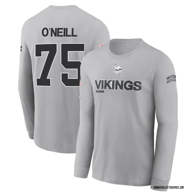 Men's Brian O'Neill Minnesota Vikings Gray 2024 Salute to Service Long Sleeve T-Shirt