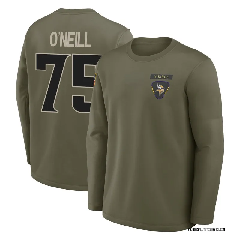 Men's Brian O'Neill Minnesota Vikings Olive 2025 Salute to Service Sideline Coaches Long Sleeve T-Shirt