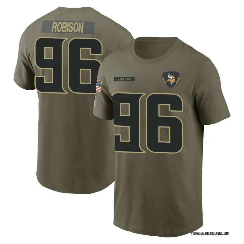 Men's Brian Robison Minnesota Vikings Olive 2025 Salute to Service Name & Number T-Shirt