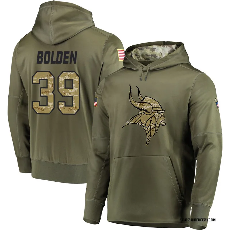 Men's Bubba Bolden Minnesota Vikings Olive Salute to Service Pullover Hoodie