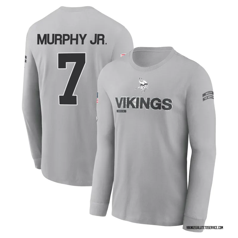 Men's Byron Murphy Jr. Minnesota Vikings Gray 2024 Salute to Service Long Sleeve T-Shirt