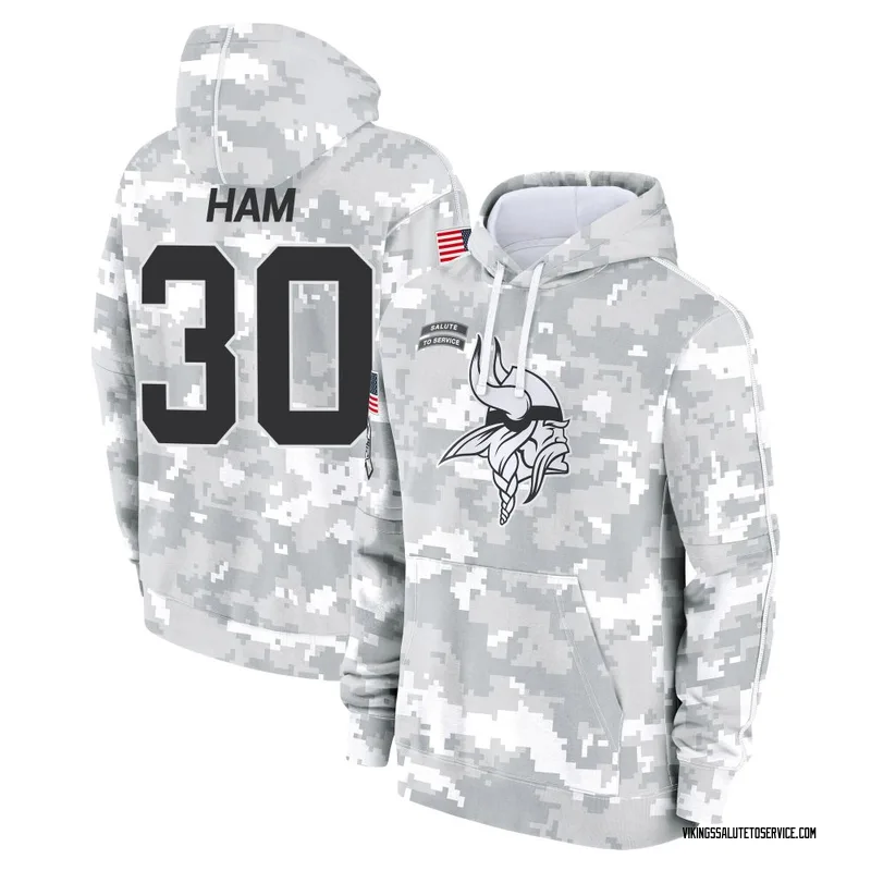 Men's C.J. Ham Minnesota Vikings Camo Arctic 2024 Salute to Service Club Fleece Pullover Hoodie