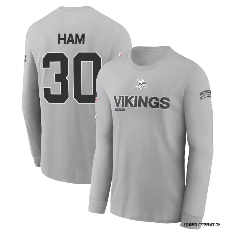 Men's C.J. Ham Minnesota Vikings Gray 2024 Salute to Service Long Sleeve T-Shirt