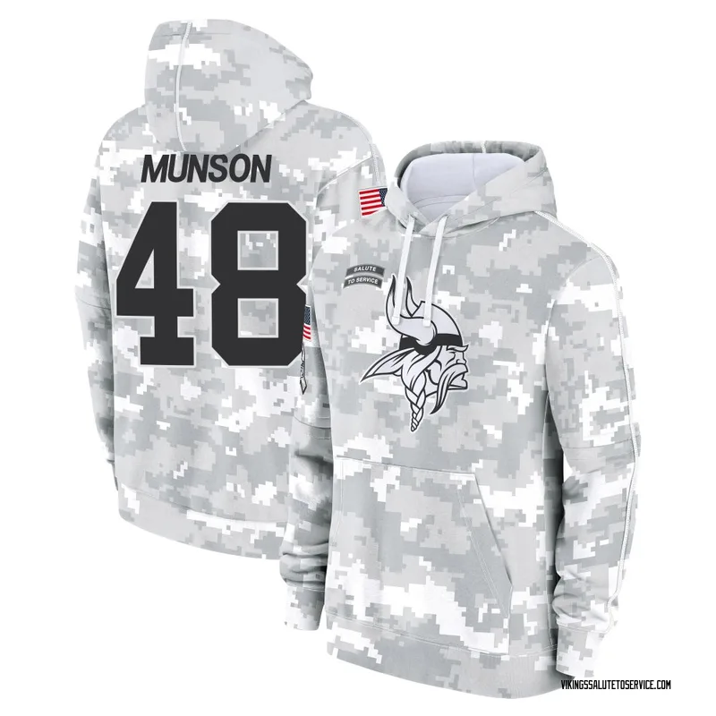 Men's Calvin Munson Minnesota Vikings Camo Arctic 2024 Salute to Service Club Fleece Pullover Hoodie