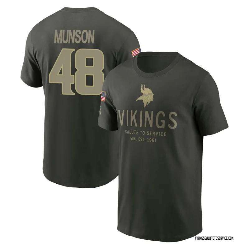 Men's Calvin Munson Minnesota Vikings Green Forest/ 2025 Salute to Service Sideline Primary Edge T-Shirt