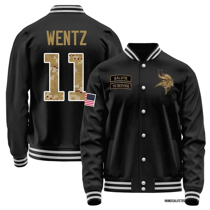 Men's Carson Wentz Minnesota Vikings Black Salute to Service Sideline Performance Jacket