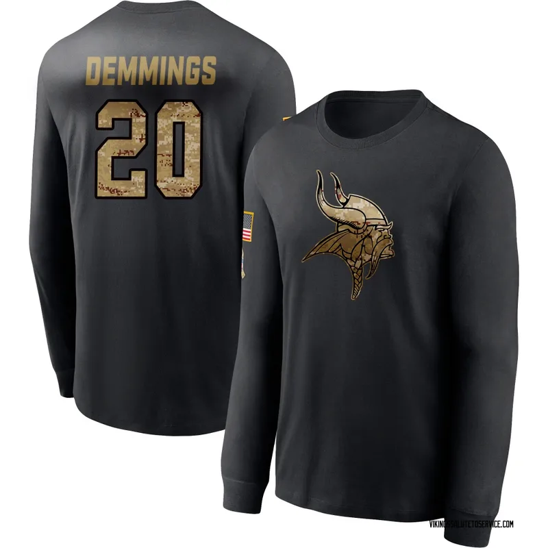Men's Charles Demmings Minnesota Vikings Black 2020 Salute To Service Sideline Performance Long Sleeve T-Shirt