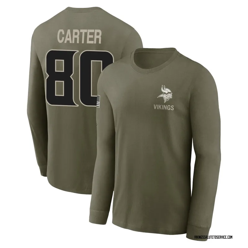 Men's Cris Carter Minnesota Vikings Olive 2025 Salute to Service Sideline Long Sleeve T-Shirt