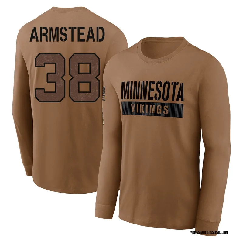 Men's Da'Veawn Armstead Minnesota Vikings Brown 2023 Salute To Service Long Sleeve T-Shirt