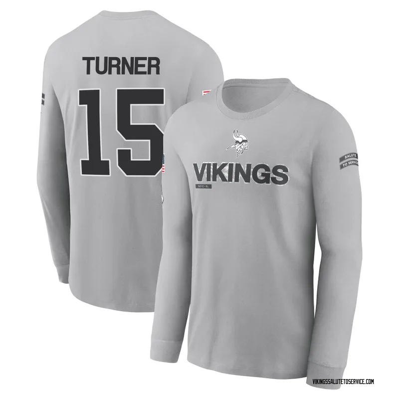 Men's Dallas Turner Minnesota Vikings Gray 2024 Salute to Service Long Sleeve T-Shirt