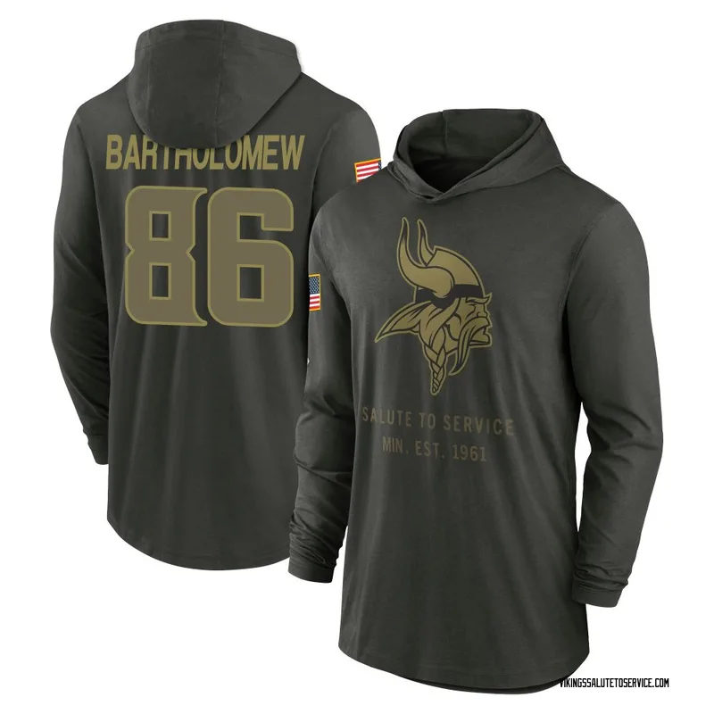 Men's Gavin Bartholomew Minnesota Vikings Green Forest/ 2025 Salute to Service Sideline Lightweight Hooded Pullover Long Sleeve 