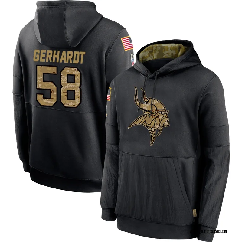 Men's Gavin Gerhardt Minnesota Vikings Black 2020 Salute to Service Sideline Performance Pullover Hoodie