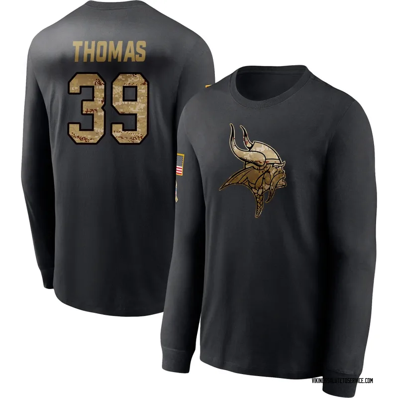 Men's Jacob Thomas Minnesota Vikings Black 2020 Salute To Service Sideline Performance Long Sleeve T-Shirt