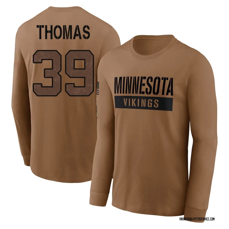 Men's Jacob Thomas Minnesota Vikings Brown 2023 Salute To Service Long Sleeve T-Shirt