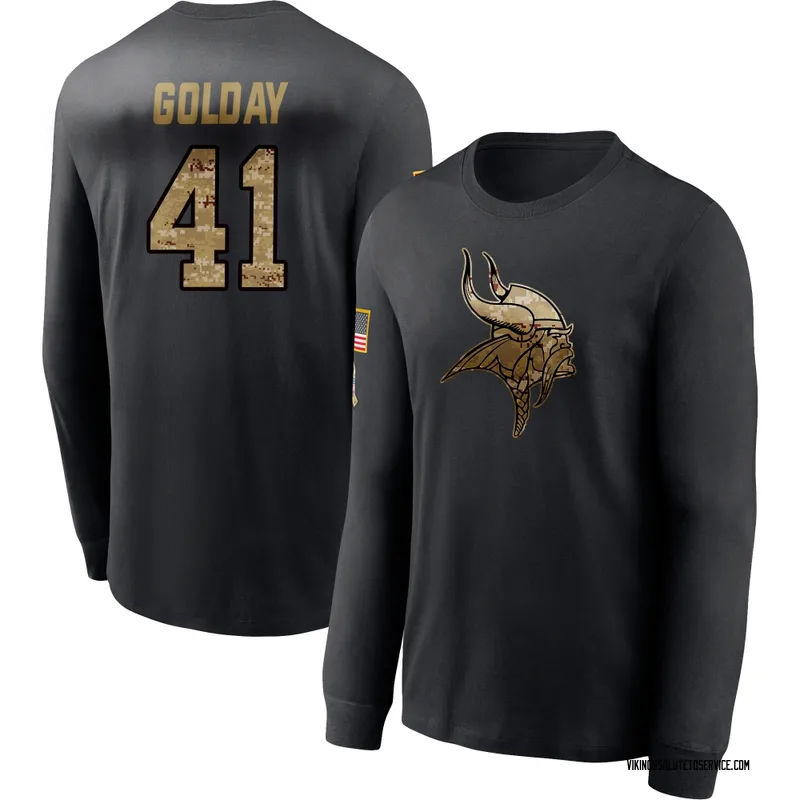 Men's Jake Golday Minnesota Vikings Black 2020 Salute To Service Sideline Performance Long Sleeve T-Shirt