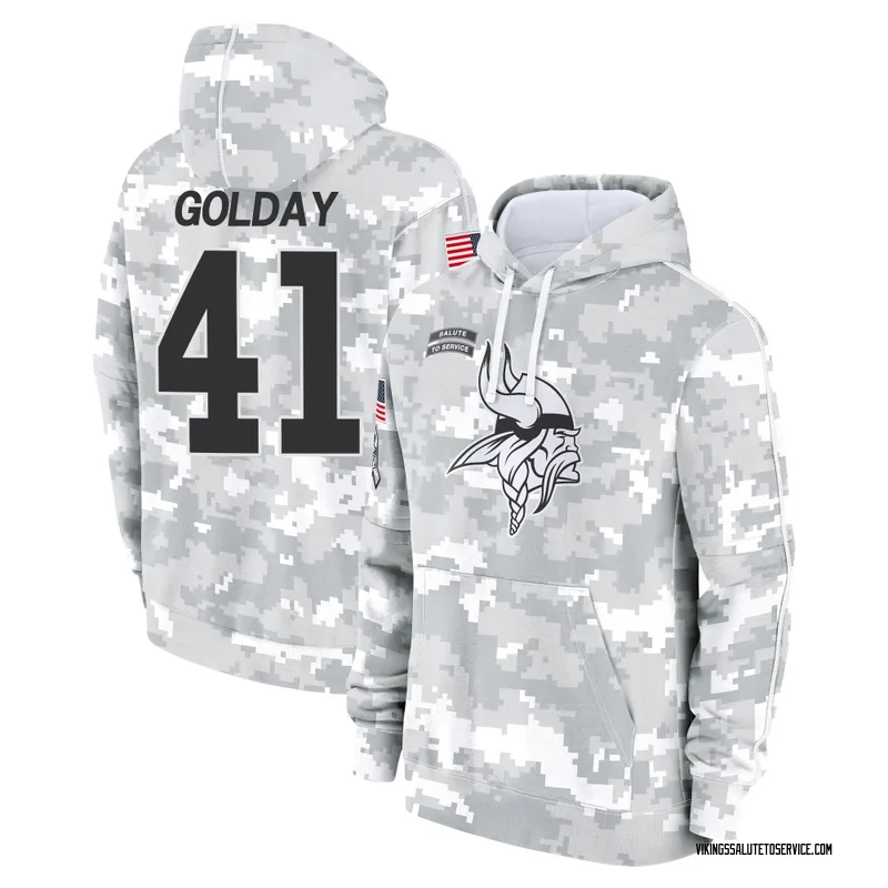 Men's Jake Golday Minnesota Vikings Camo Arctic 2024 Salute to Service Club Fleece Pullover Hoodie