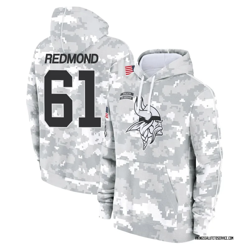 Men's Jalen Redmond Minnesota Vikings Camo Arctic 2024 Salute to Service Club Fleece Pullover Hoodie