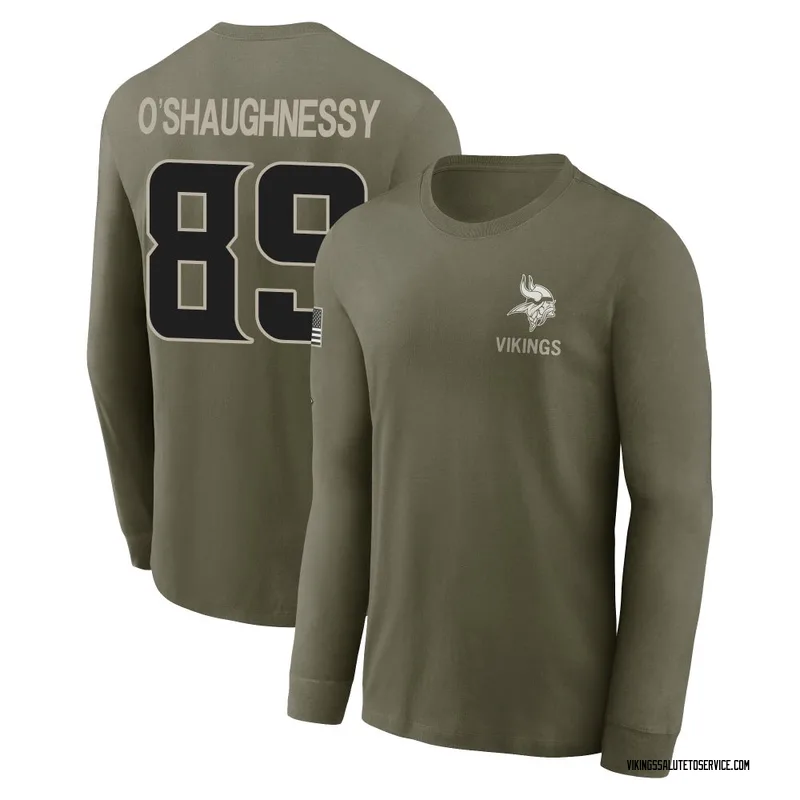 Men's James O'Shaughnessy Minnesota Vikings Olive 2025 Salute to Service Sideline Long Sleeve T-Shirt