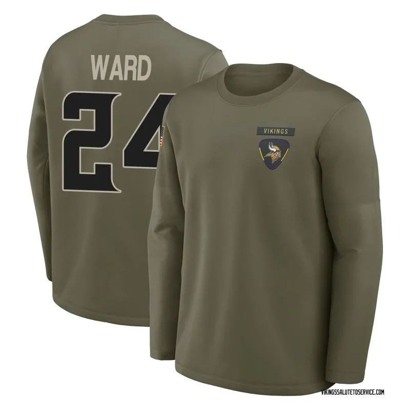 Men's Jay Ward Minnesota Vikings Olive 2025 Salute to Service Sideline Coaches Long Sleeve T-Shirt