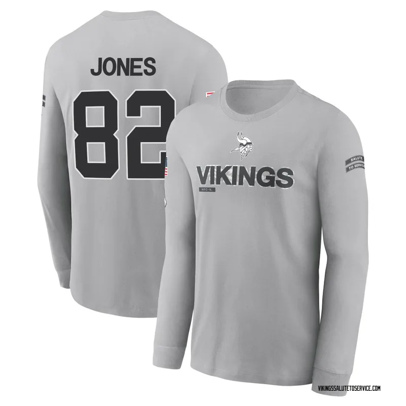 Men's Jeshaun Jones Minnesota Vikings Gray 2024 Salute to Service Long Sleeve T-Shirt