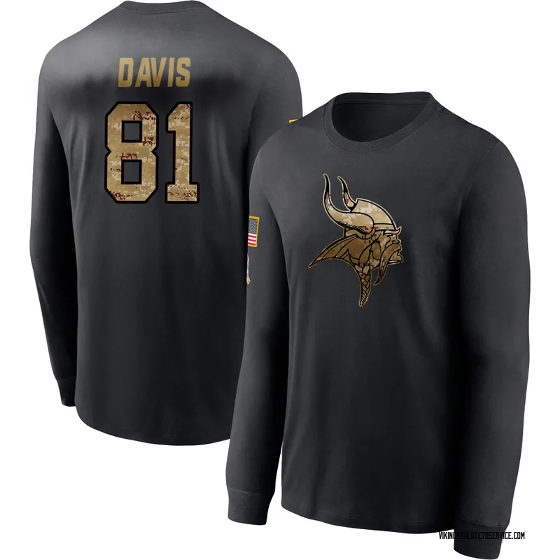 Men's Joaquin Davis Minnesota Vikings Black 2020 Salute To Service Sideline Performance Long Sleeve T-Shirt