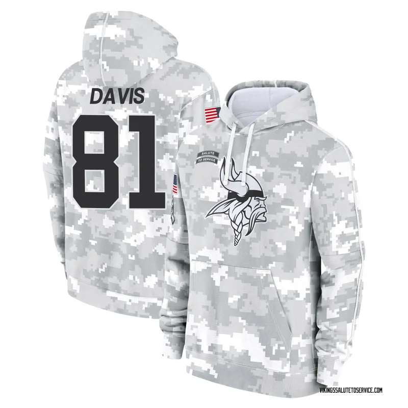 Men's Joaquin Davis Minnesota Vikings Camo Arctic 2024 Salute to Service Club Fleece Pullover Hoodie