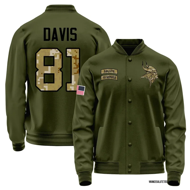 Men's Joaquin Davis Minnesota Vikings Olive Salute to Service Sideline Performance Jacket