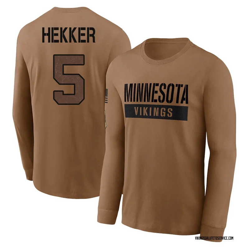 Men's Johnny Hekker Minnesota Vikings Brown 2023 Salute To Service Long Sleeve T-Shirt