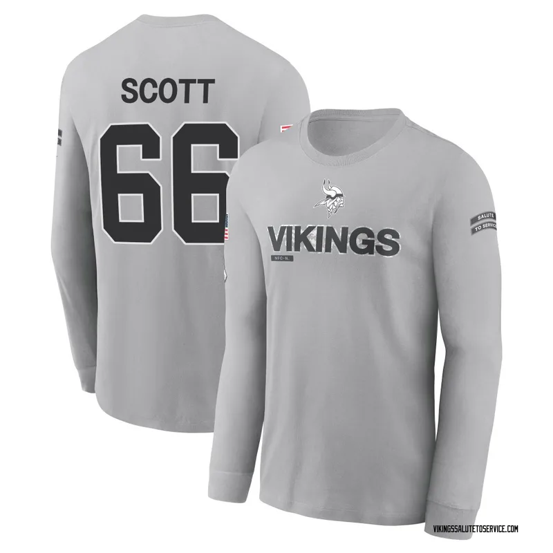 Men's Jordon Scott Minnesota Vikings Gray 2024 Salute to Service Long Sleeve T-Shirt