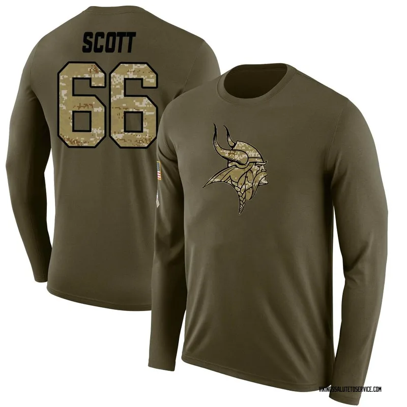 Men's Jordon Scott Minnesota Vikings Legend Olive Salute to Service Sideline Long Sleeve T-Shirt