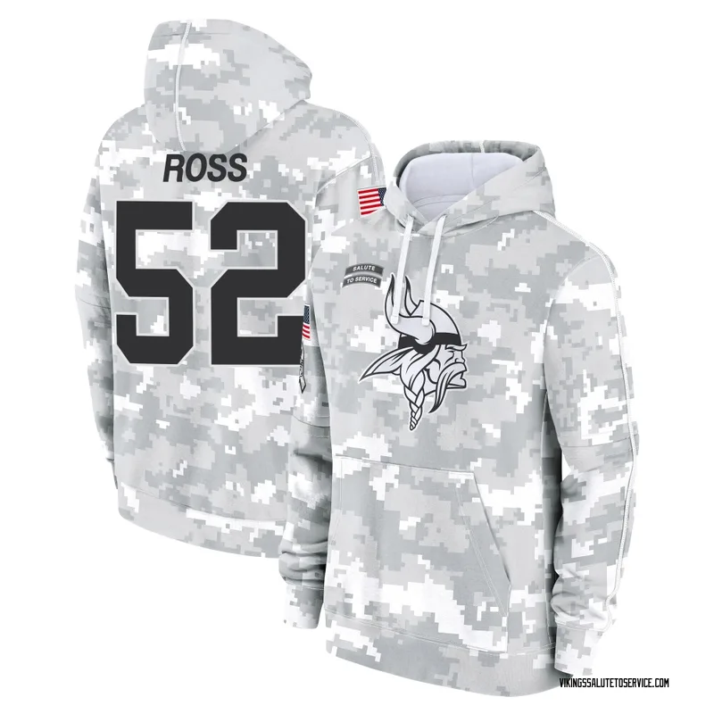 Men's Josh Ross Minnesota Vikings Camo Arctic 2024 Salute to Service Club Fleece Pullover Hoodie