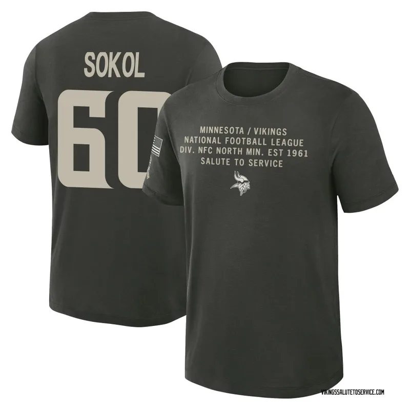 Men's Josh Sokol Minnesota Vikings Green Dark/ 2025 Salute to Service Sideline Slub T-Shirt