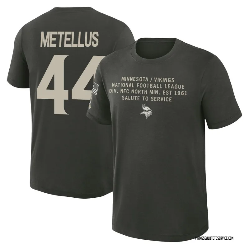 Men's Joshua Metellus Minnesota Vikings Green Dark/ 2025 Salute to Service Sideline Slub T-Shirt