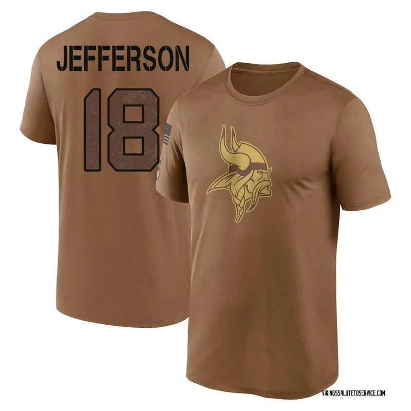 Men's Justin Jefferson Minnesota Vikings Legend Brown 2023 Salute To Service Performance T-Shirt