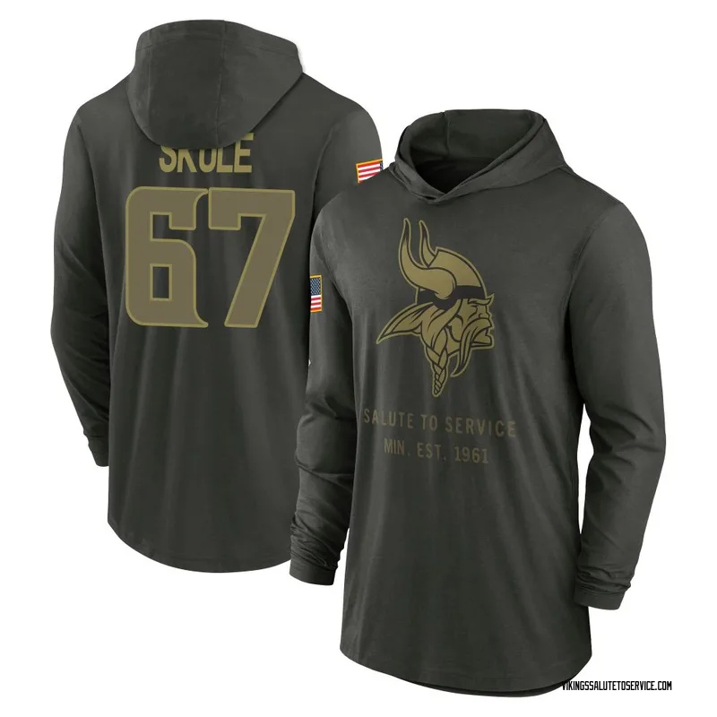 Men's Justin Skule Minnesota Vikings Green Forest/ 2025 Salute to Service Sideline Lightweight Hooded Pullover Long Sleeve T-Shi