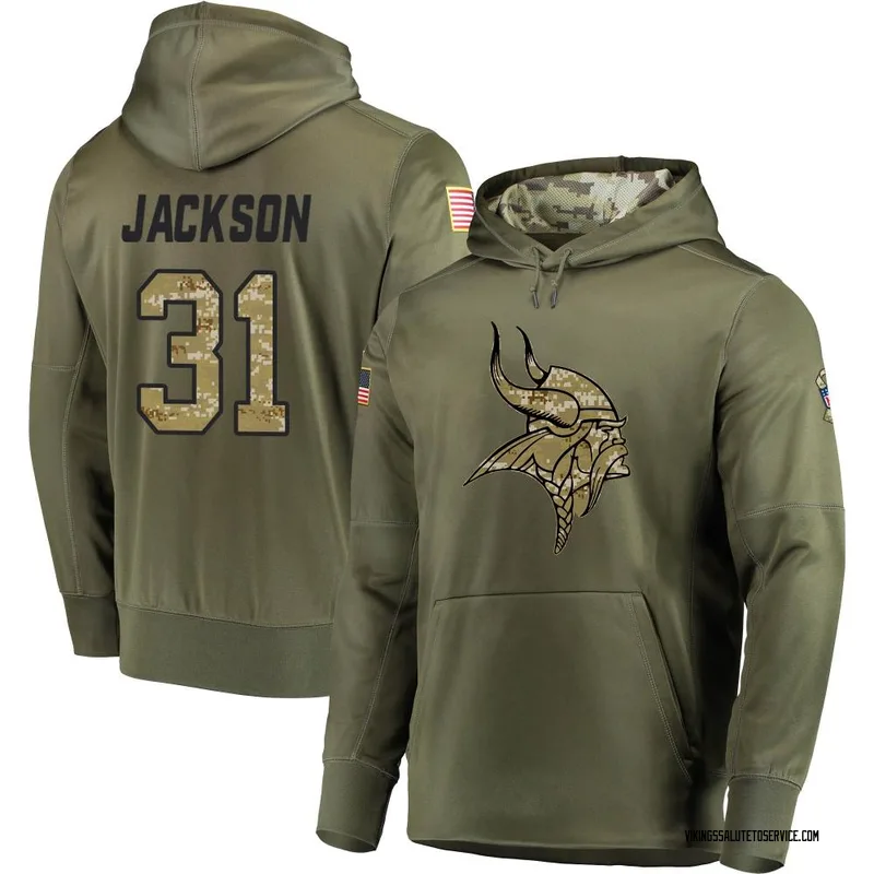 Men's Khyree Jackson Minnesota Vikings Olive Salute to Service Pullover Hoodie