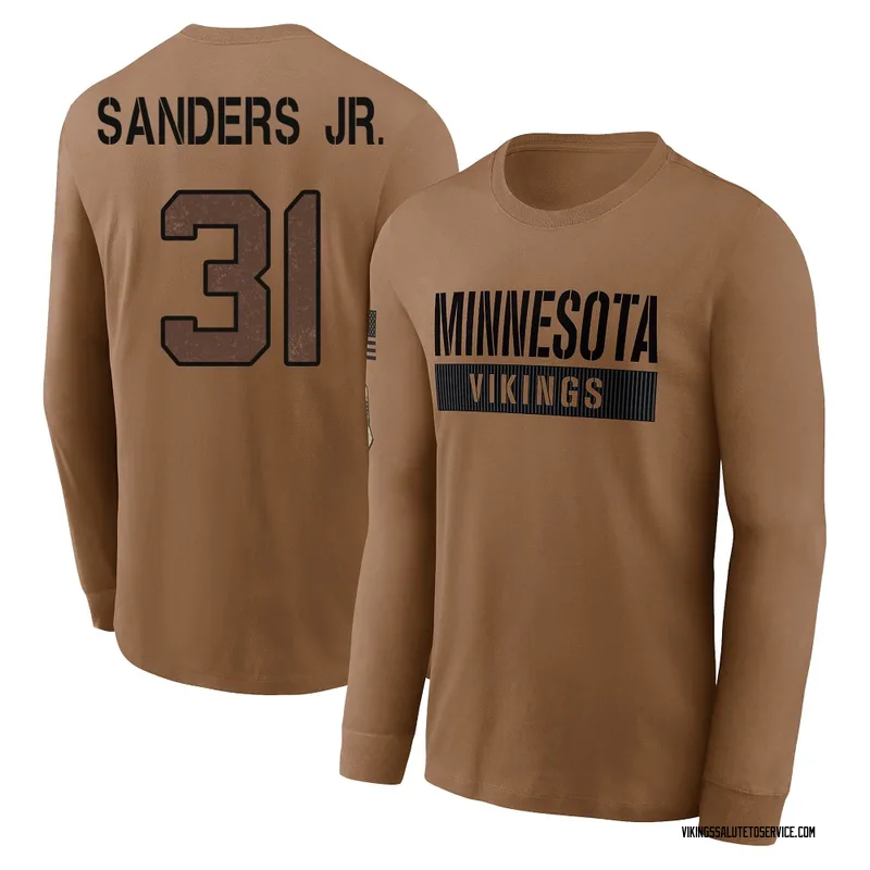 Men's Marcus Sanders Jr. Minnesota Vikings Brown 2023 Salute To Service Long Sleeve T-Shirt