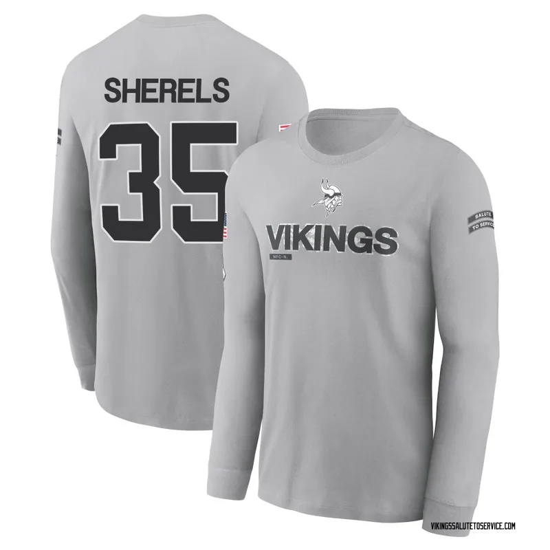 Men's Marcus Sherels Minnesota Vikings Gray 2024 Salute to Service Long Sleeve T-Shirt