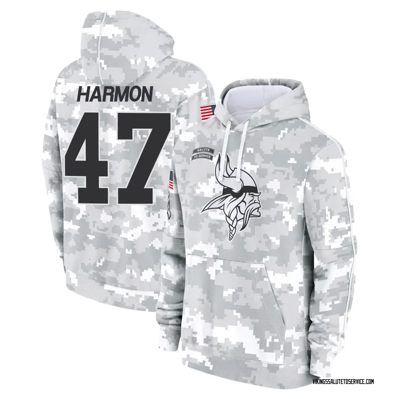 Men's Matt Harmon Minnesota Vikings Camo Arctic 2024 Salute to Service Club Fleece Pullover Hoodie