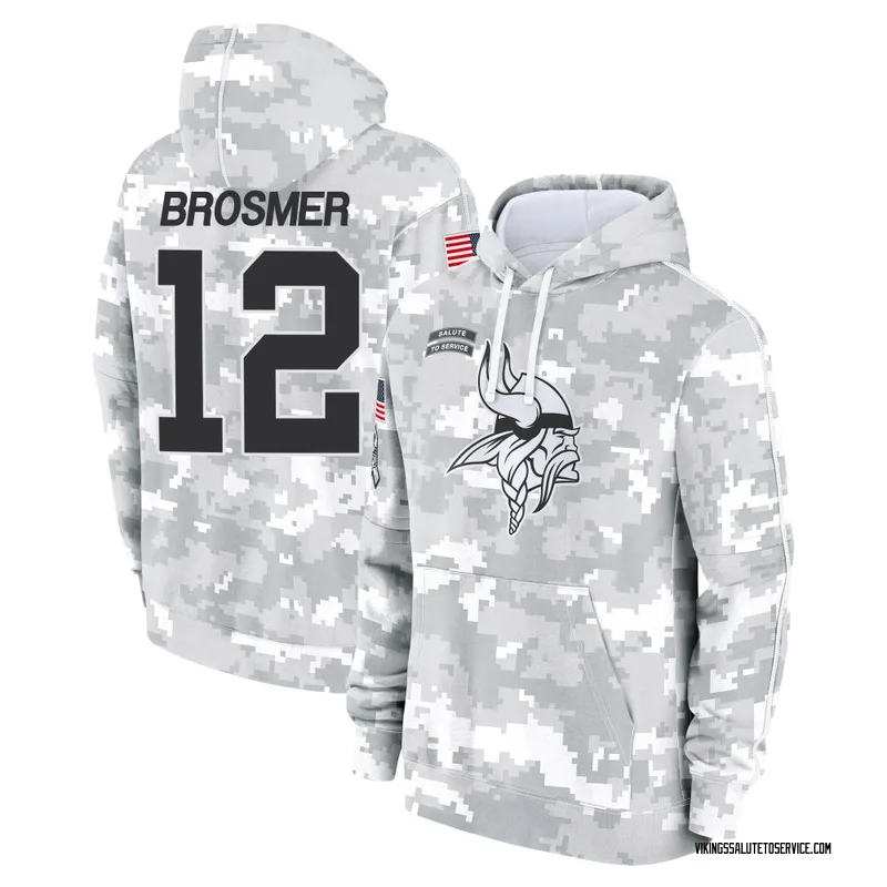 Men's Max Brosmer Minnesota Vikings Camo Arctic 2024 Salute to Service Club Fleece Pullover Hoodie