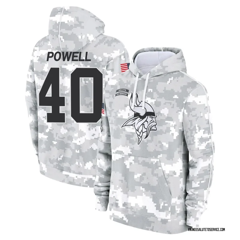 Men's Mishael Powell Minnesota Vikings Camo Arctic 2024 Salute to Service Club Fleece Pullover Hoodie