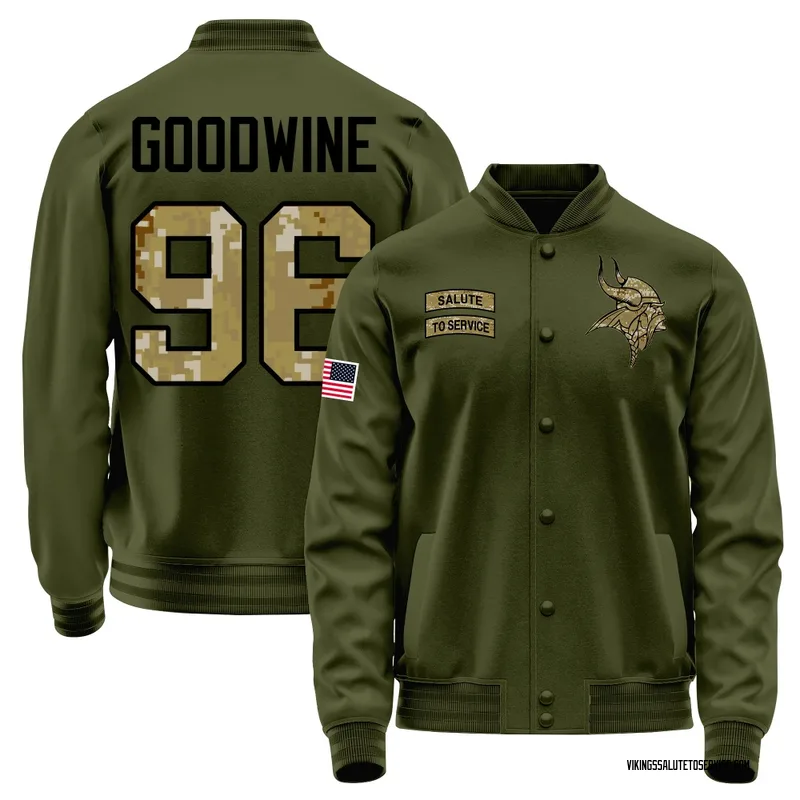Men's Monkell Goodwine Minnesota Vikings Olive Salute to Service Sideline Performance Jacket